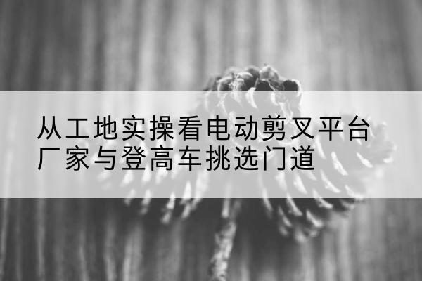 武威电动剪叉升降平台厂家-从工地实操看电动剪叉平台厂家与登高车挑选门道